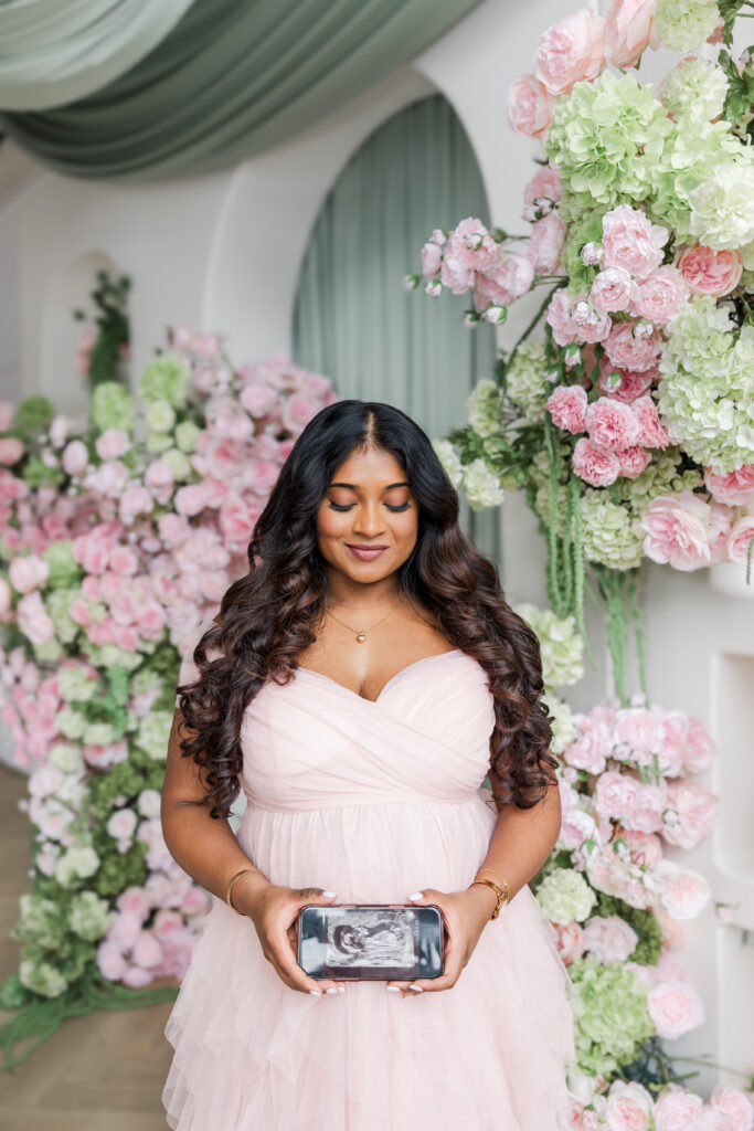 Close-up of maternity pose in Mint Room Studios Toronto